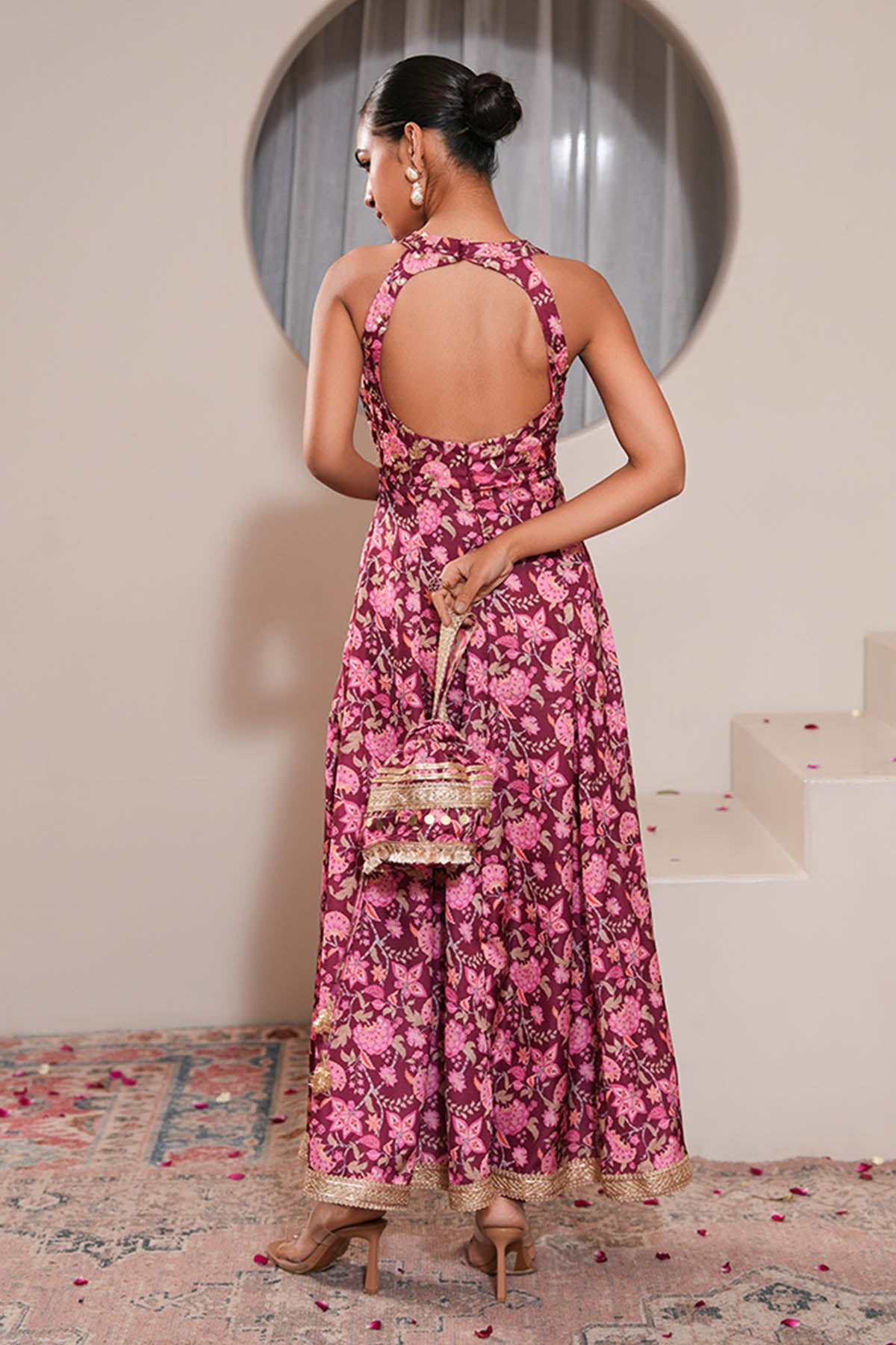 Sangria Pink Gota Work Potli