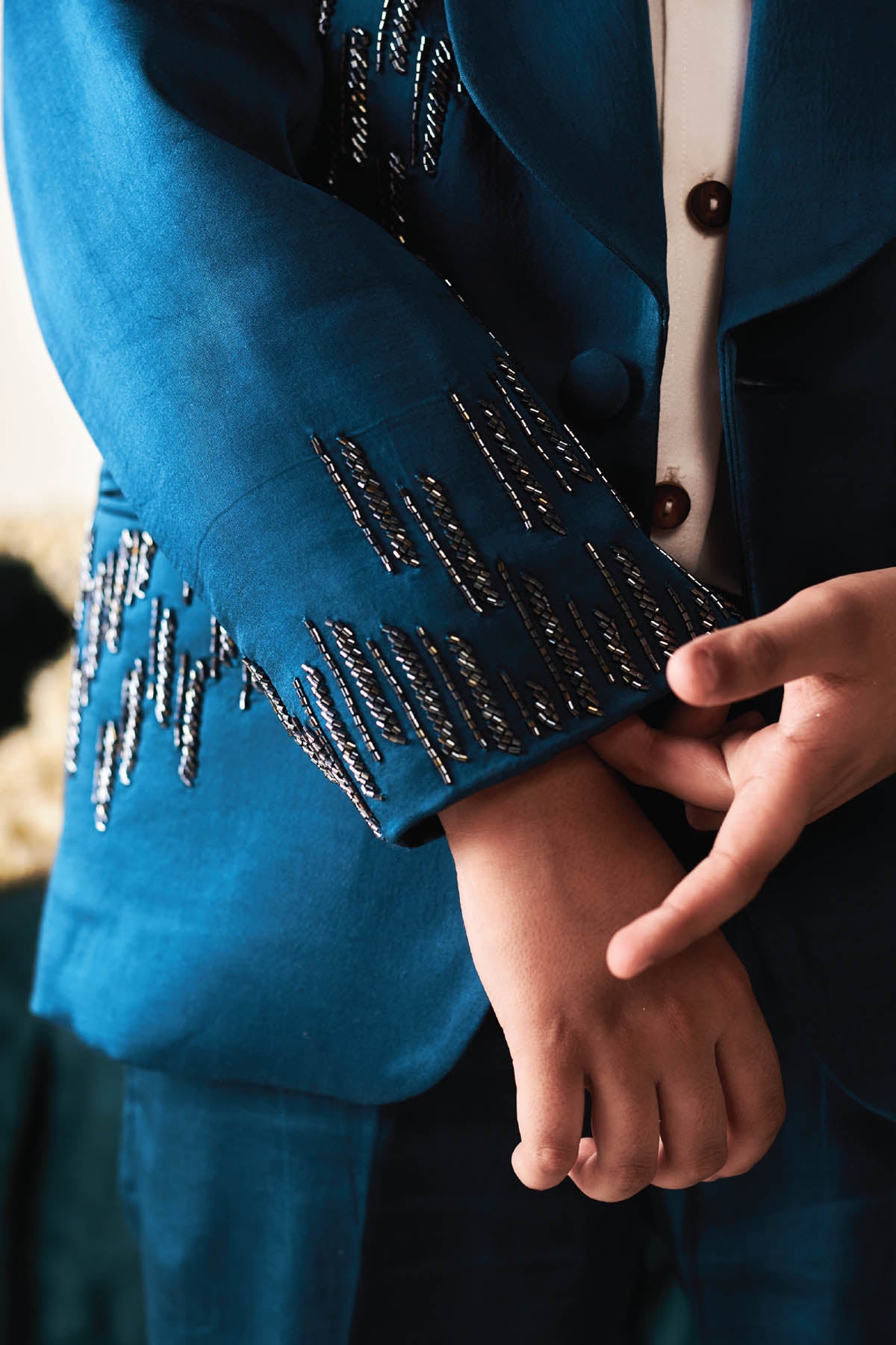 Sapphire Blue Embroidered Tuxedo