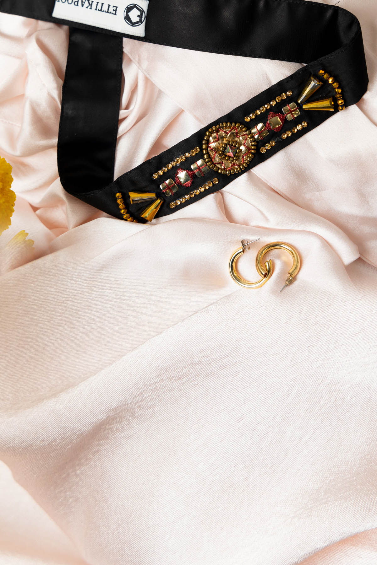 Etti Kapoor Satin Black embellished Belt Accessories online at ScrollnShops