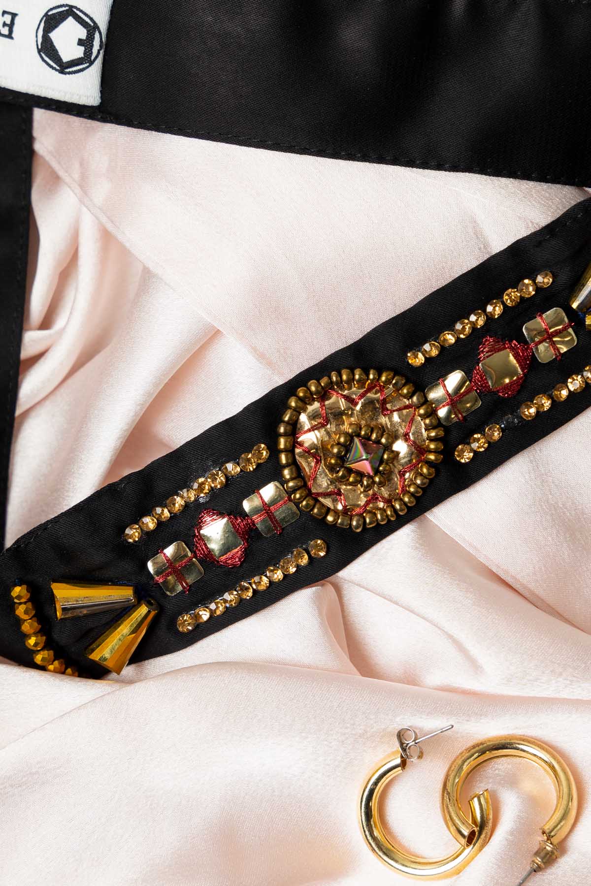 Etti Kapoor Satin Black Embellished Belt Online