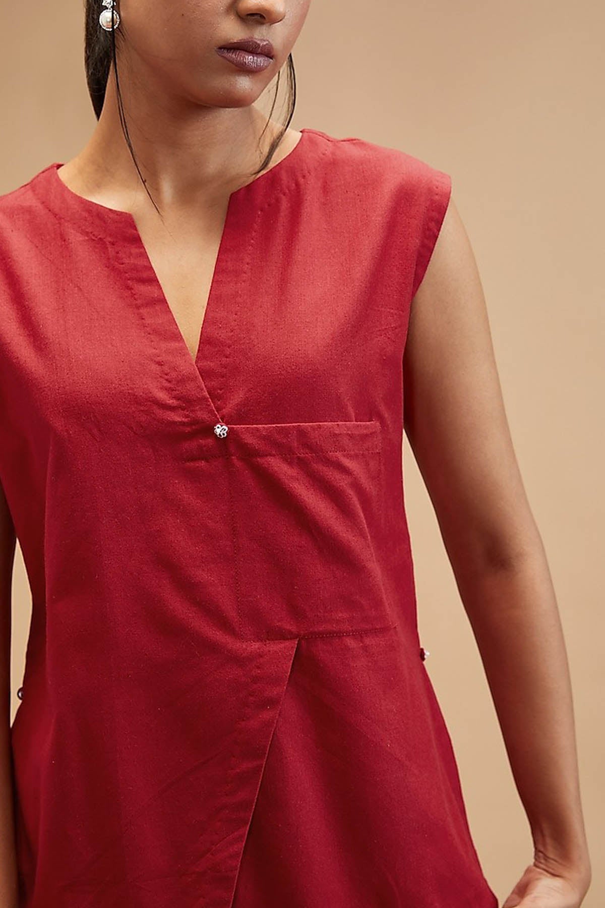 Scarlet Red Asymmetrical Top