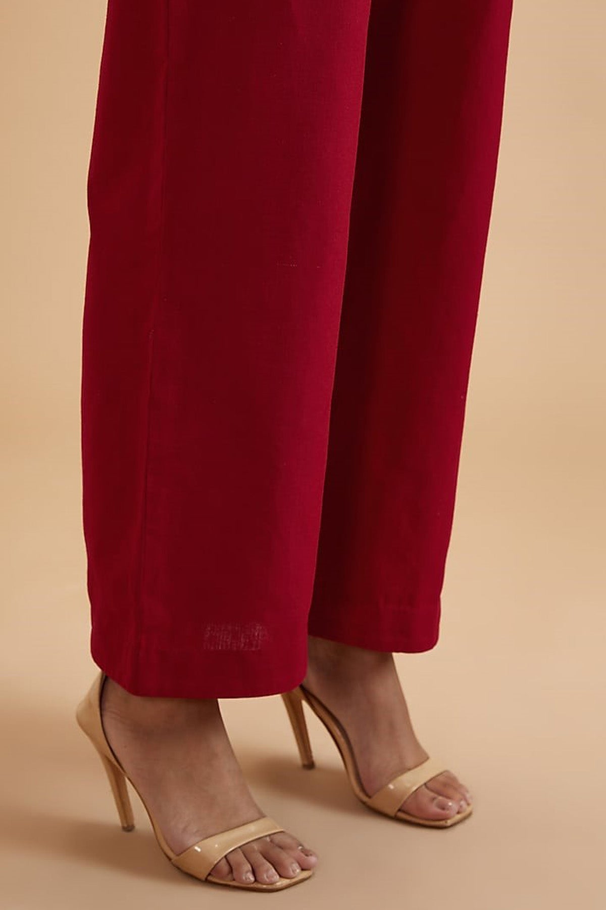 Scarlet Red Cotton Straight Pants