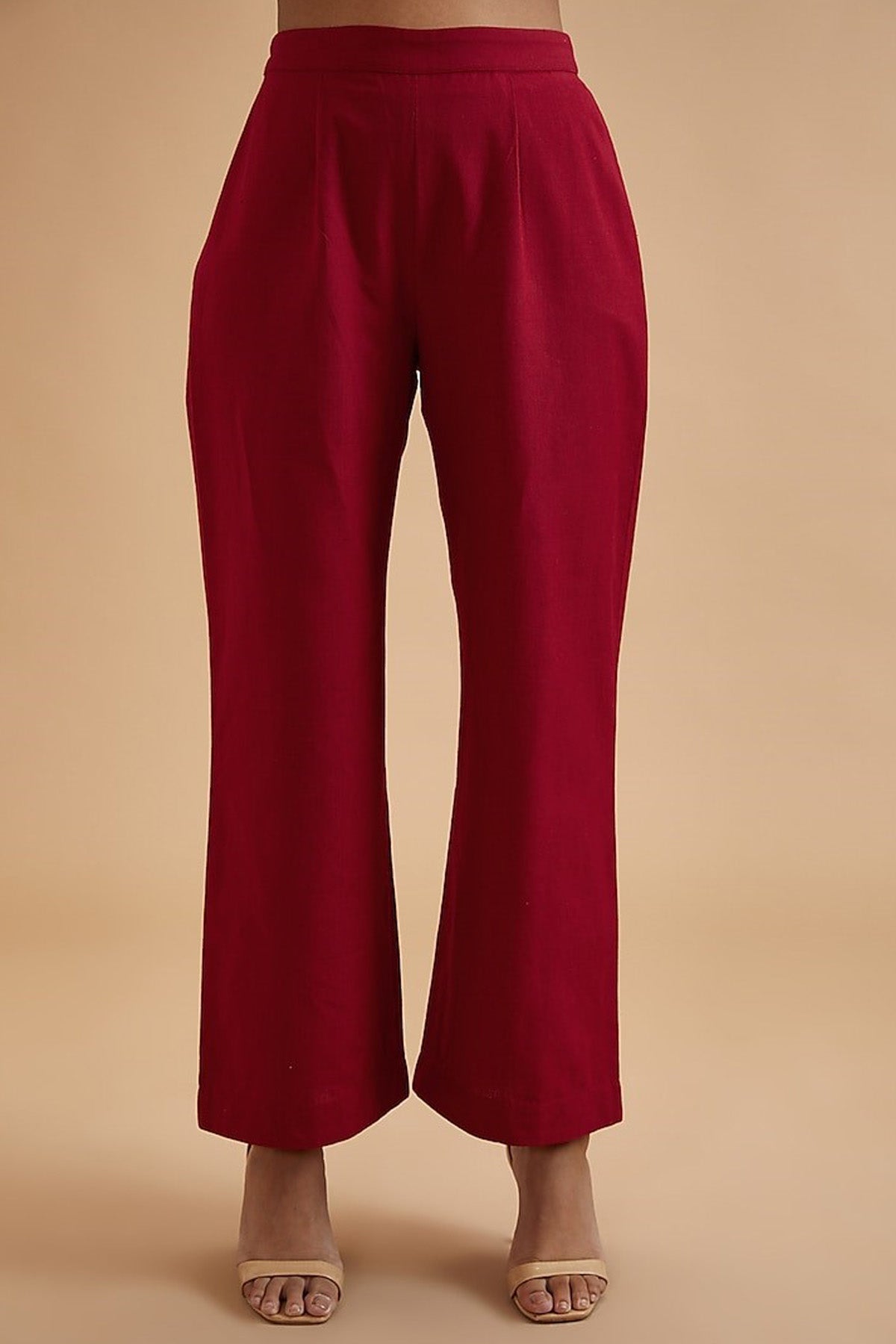 Scarlet Red Cotton Straight Pants