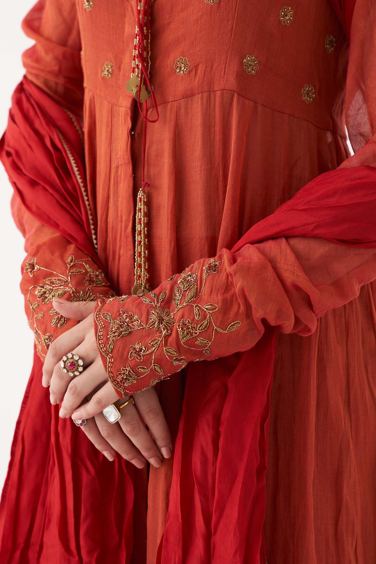 Scarlet Red Zardozi Anarkali Set
