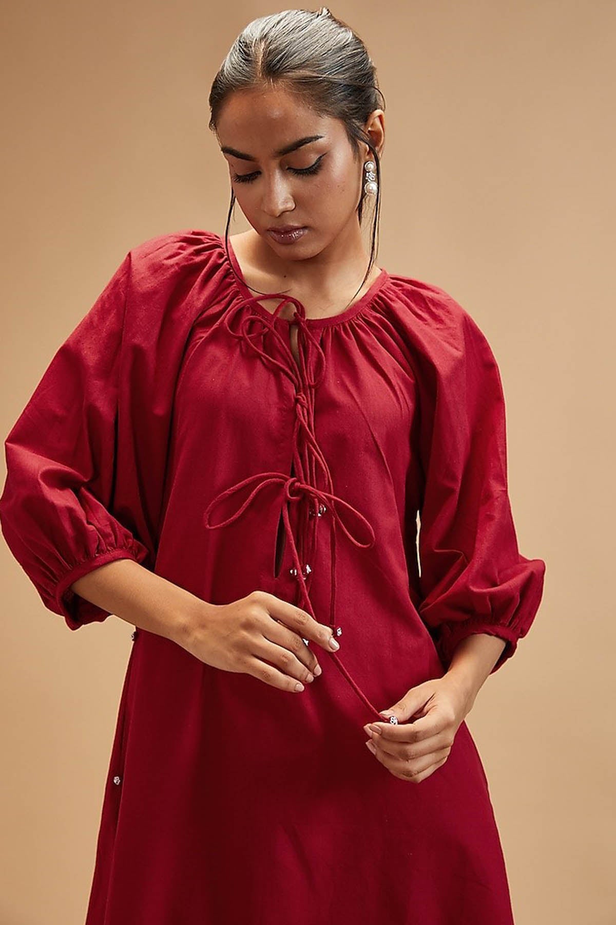 Scarlet Red Gathered Dress