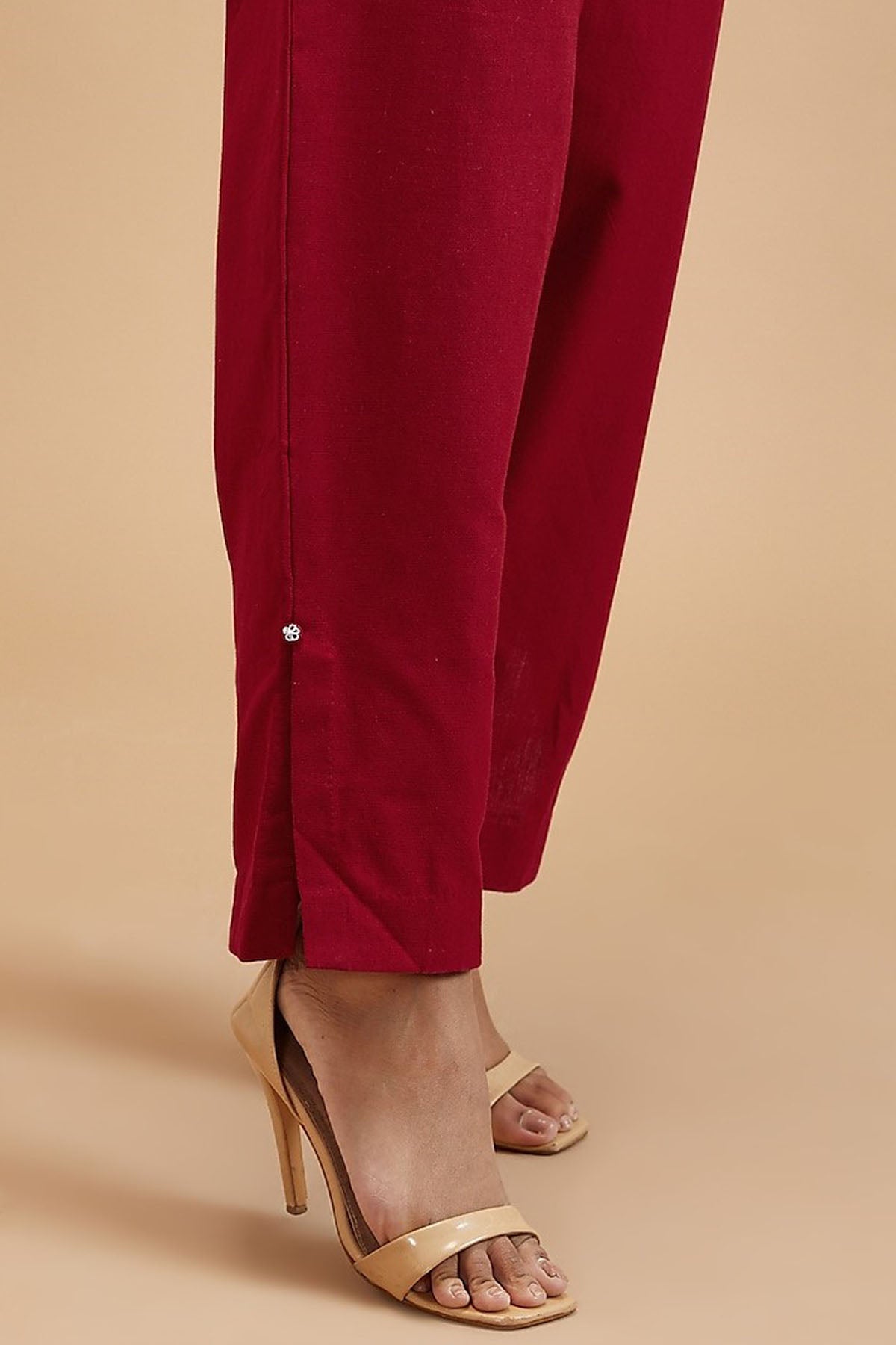 Scarlet Red Handloom Cotton Pants