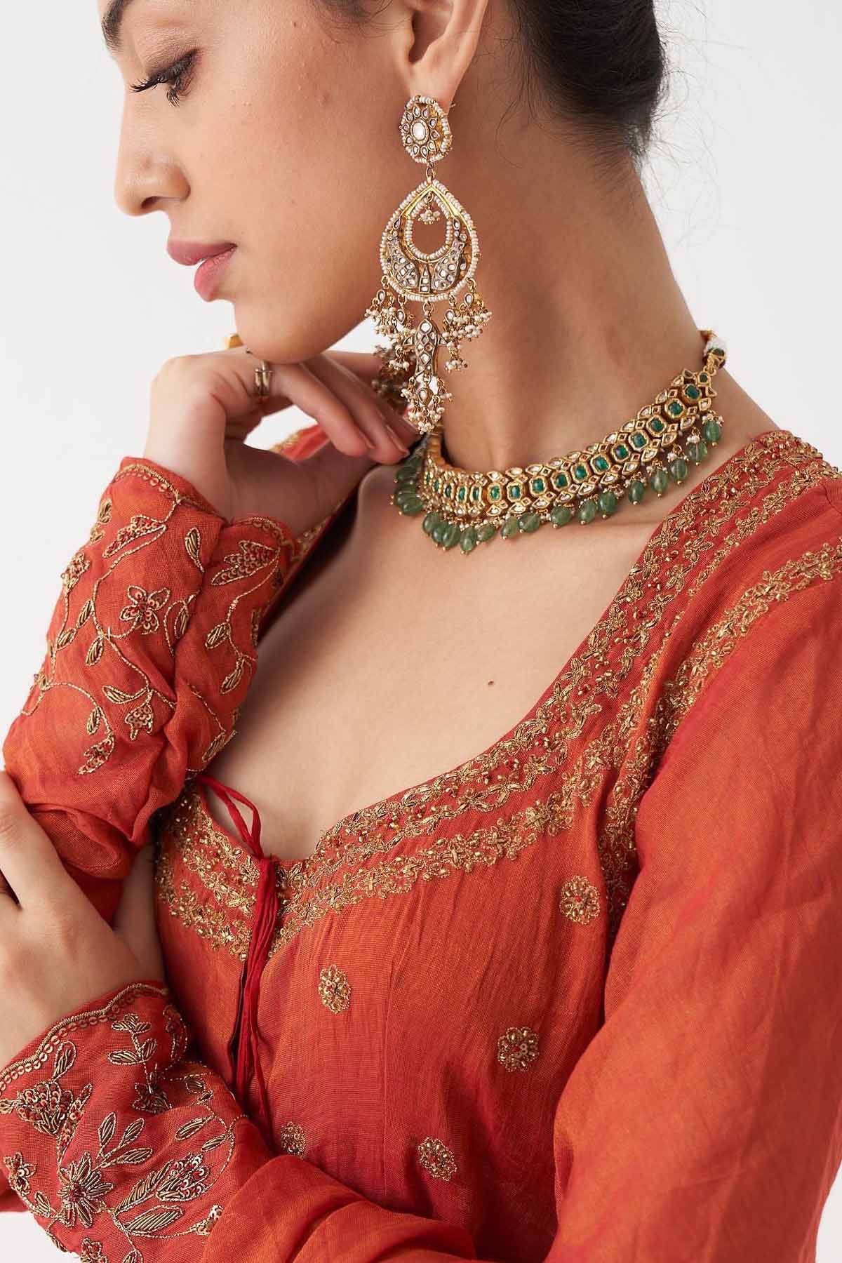 Scarlet Red Zardozi Anarkali Set