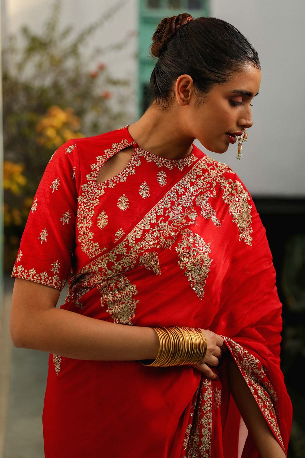 Scarlet Zari Embroidered Saree