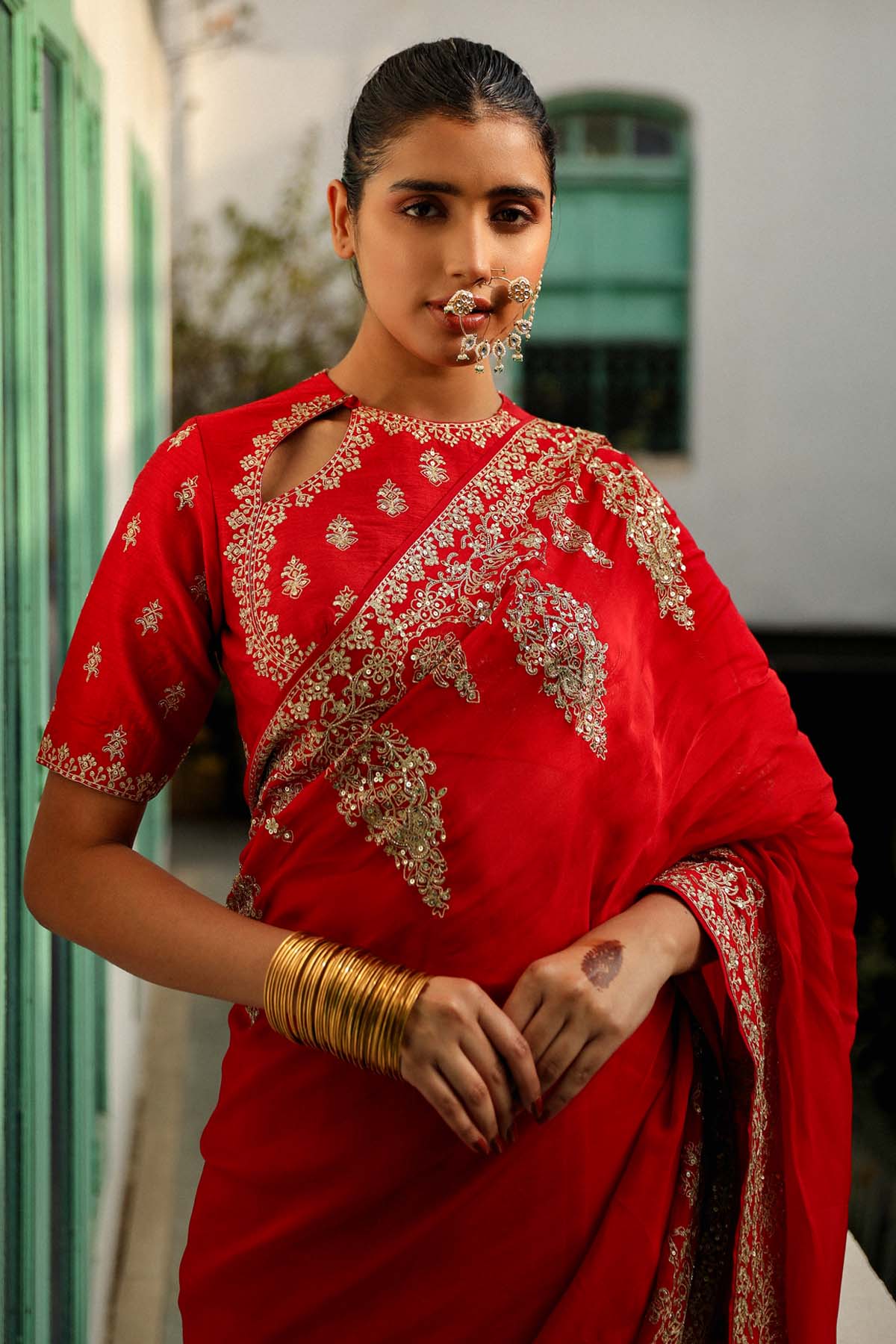 Scarlet Zari Embroidered Saree