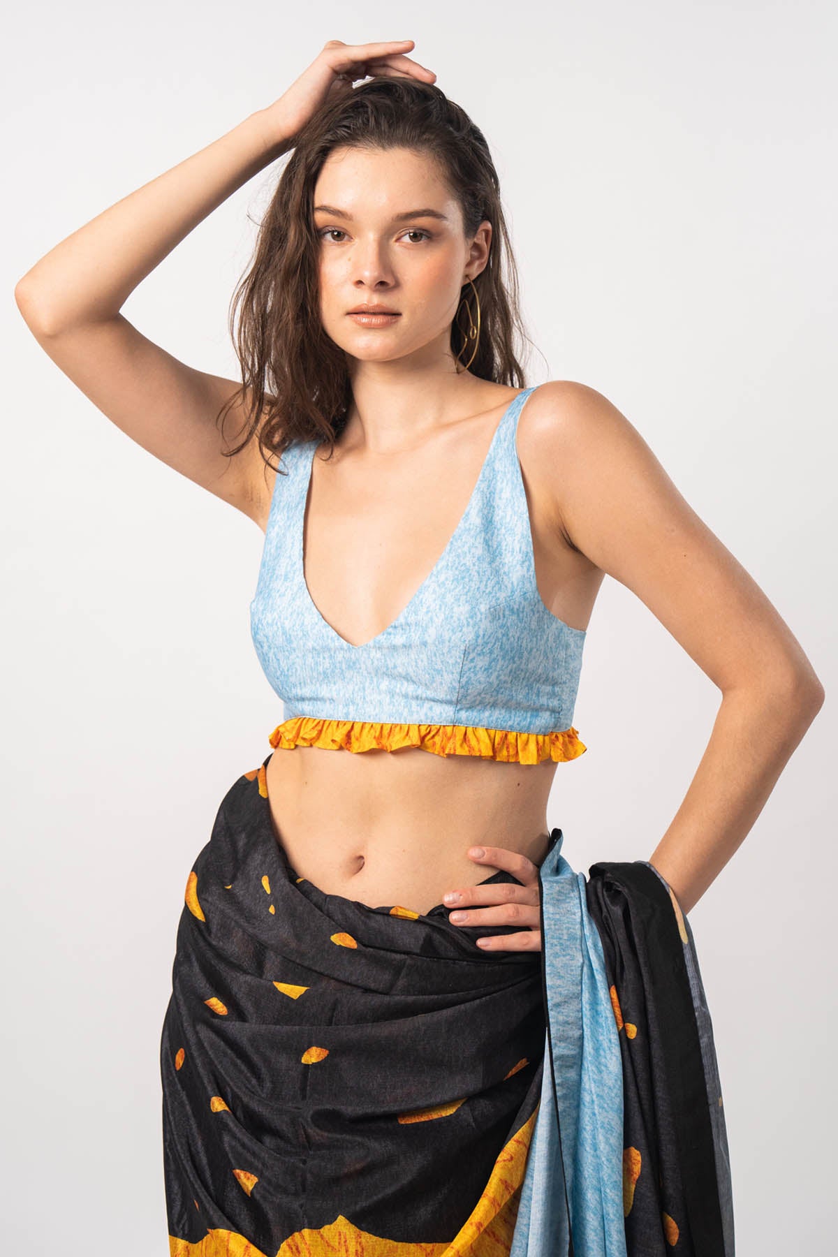 Scenic Fire Printed Saree & Blouse