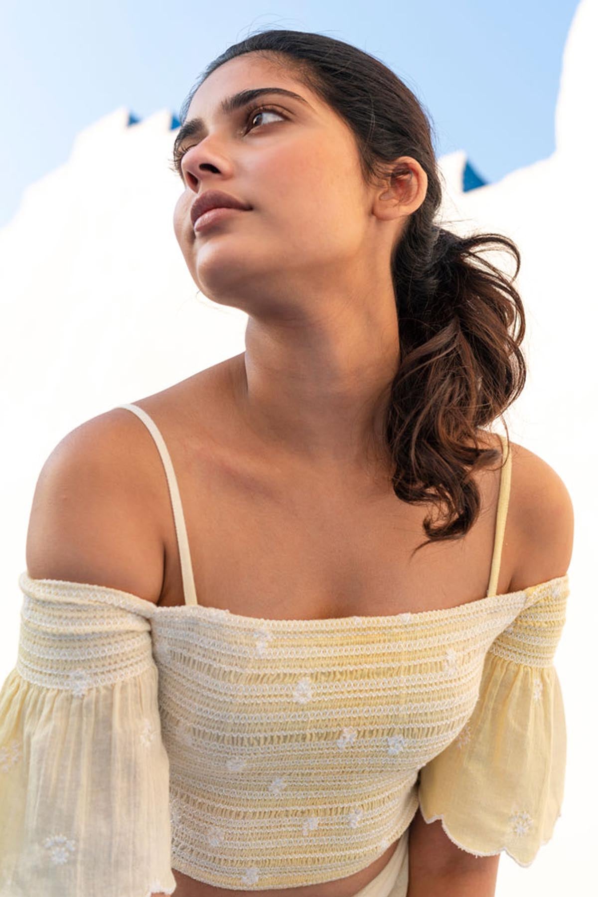 Schiffli Embroidered Crop Top