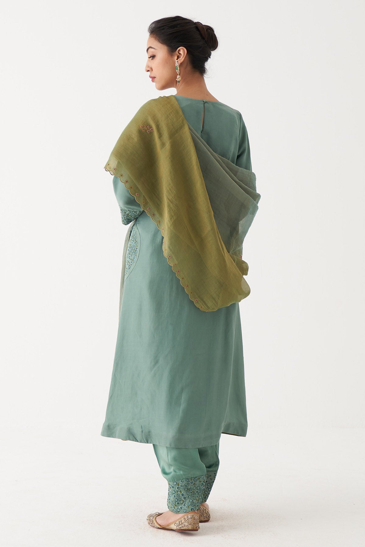 Sea Green Habutai Silk Kurta Set