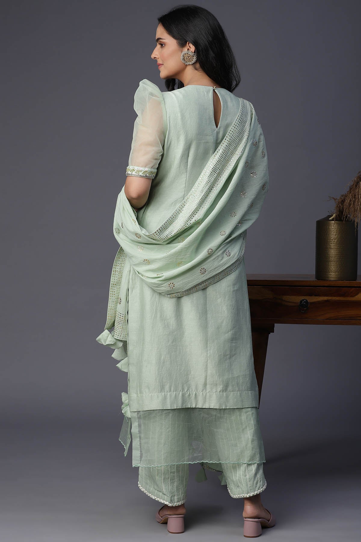 Sea Green Handpainted Kurta Set