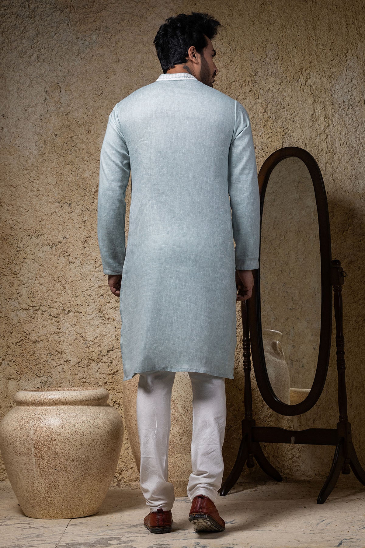 Sea Blue Applique Work Kurta Set
