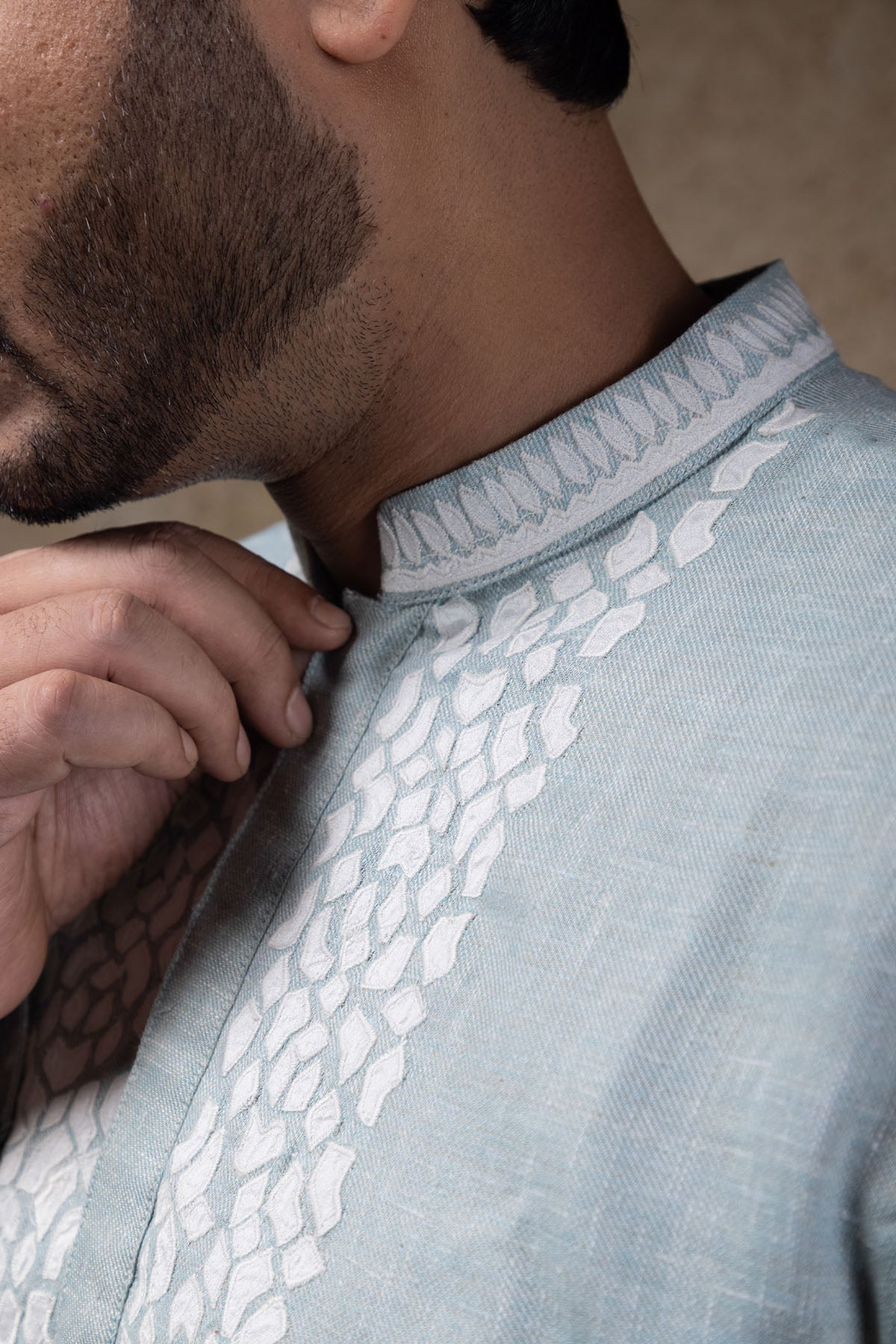 Sea Blue Applique Work Kurta Set