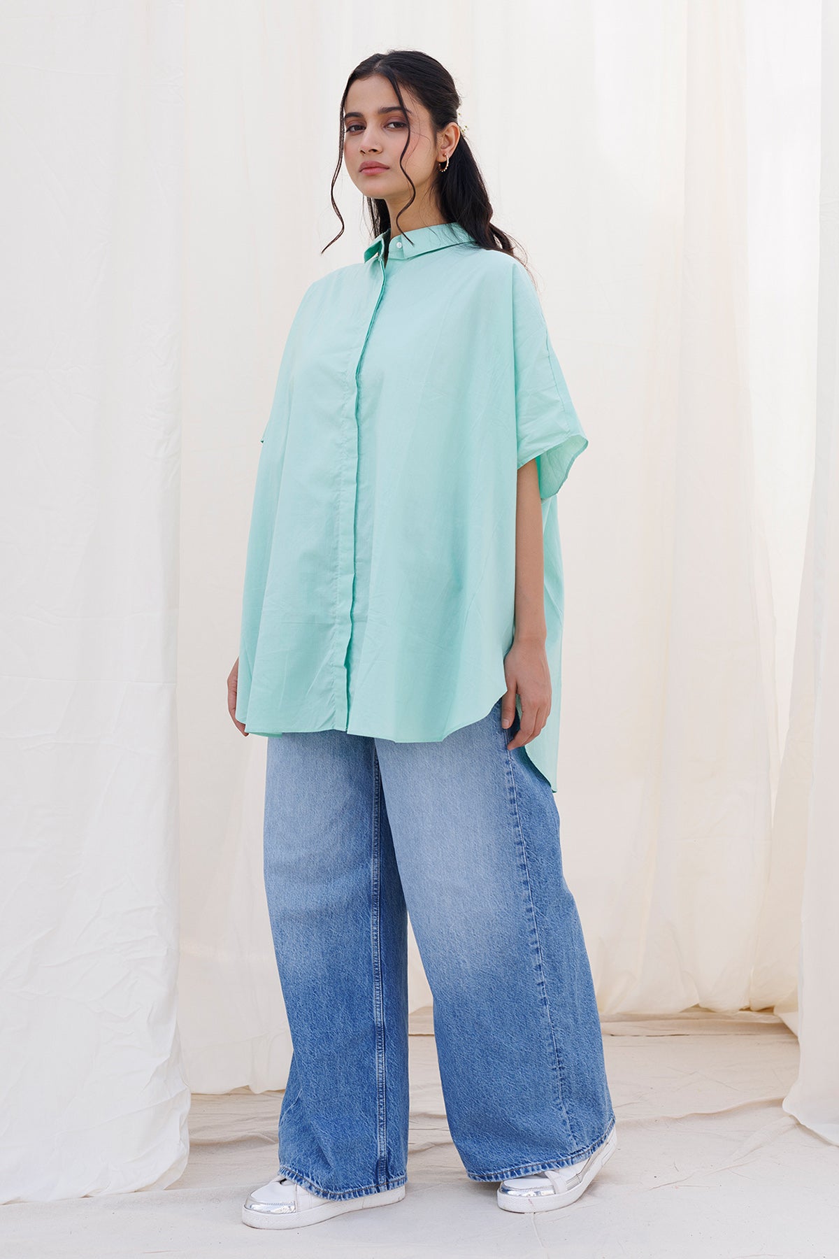 Sea Green Cambric Cotton Shirt