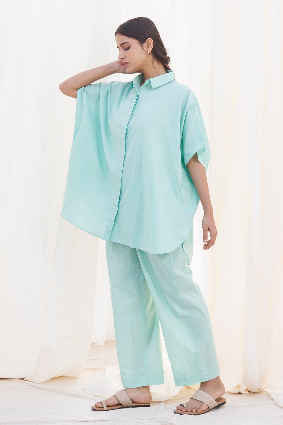 Sea Green Cambric Cotton Shirt