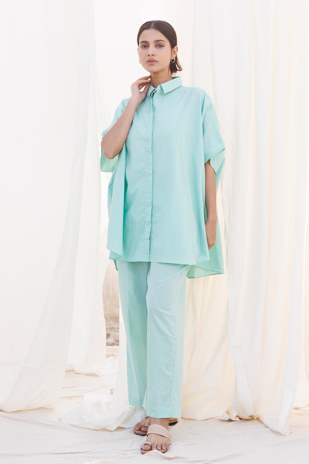 Sea Green Cambric Cotton Shirt
