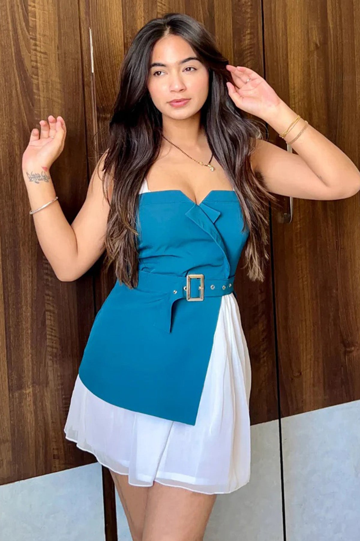 Sea Green Chiffon Mini Dress