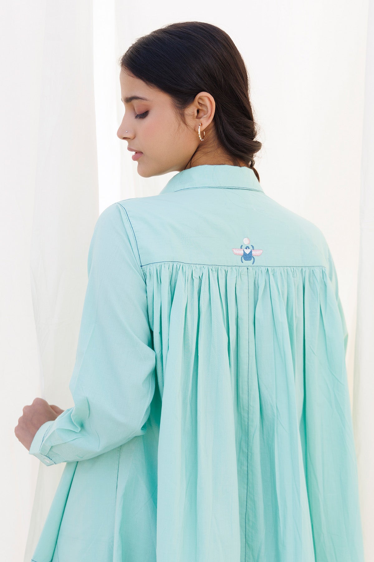 Sea Green Collar Flared Top