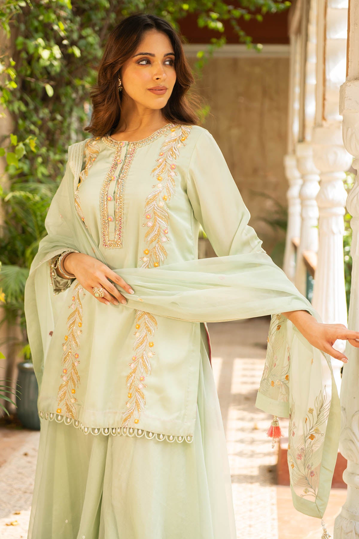 Sea Green Embroidered Kurta Set