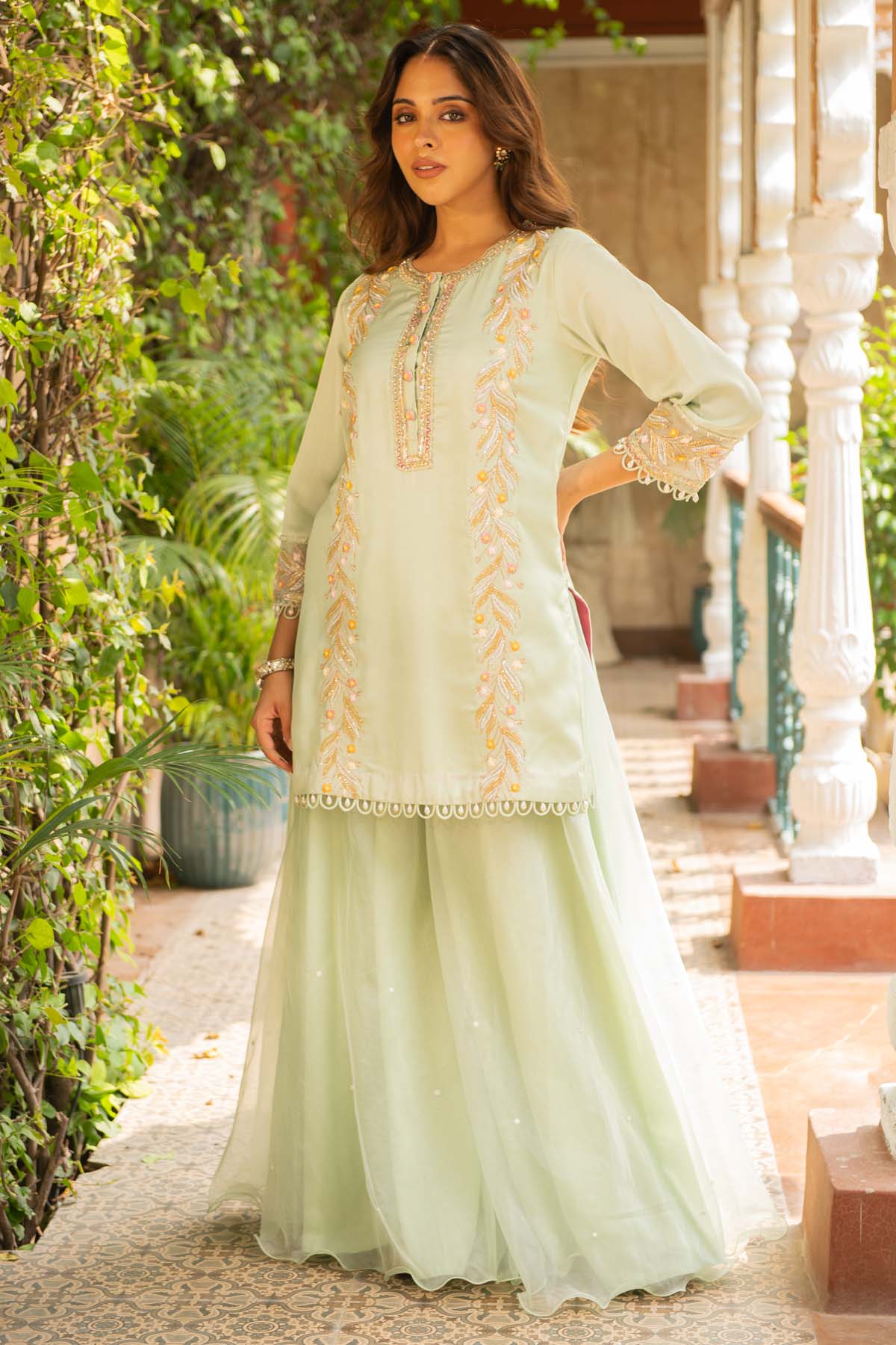 Sea Green Embroidered Kurta Set