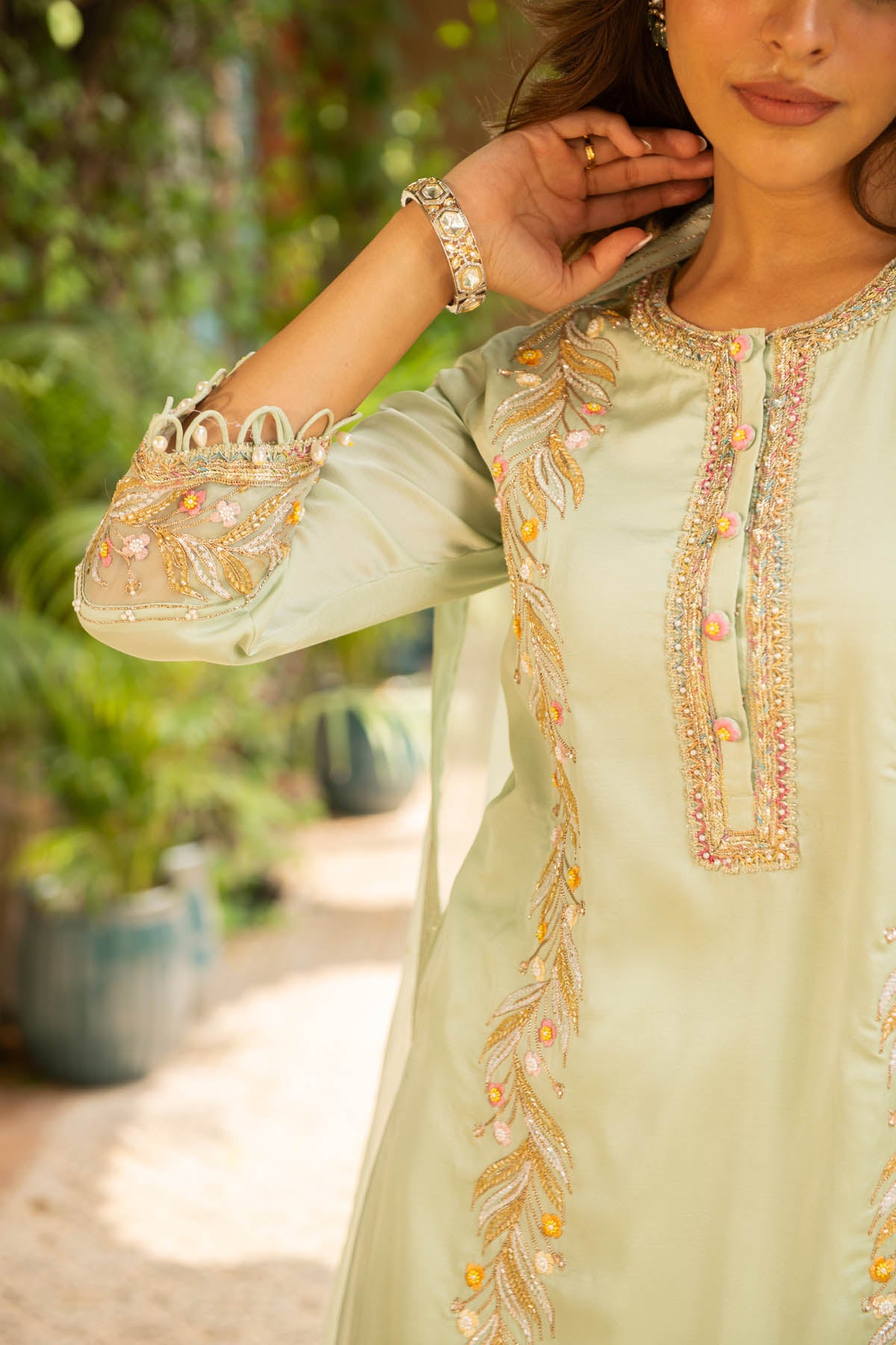 Sea Green Embroidered Kurta Set
