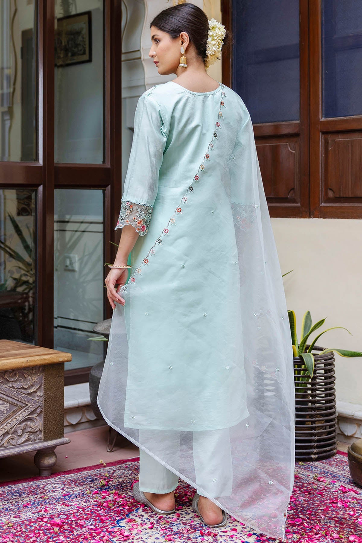Sea Green Embroidery Kurta Set