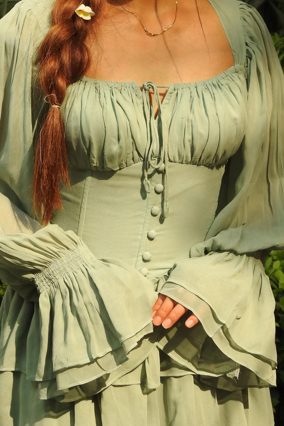 Sea Green Gathered Mini Dress