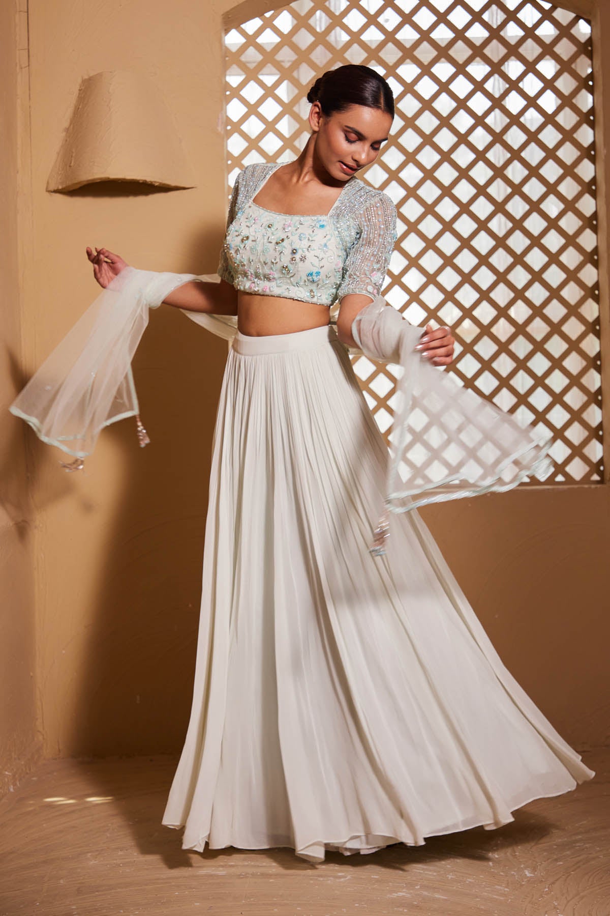 Sea Green Georgette Lehenga Set