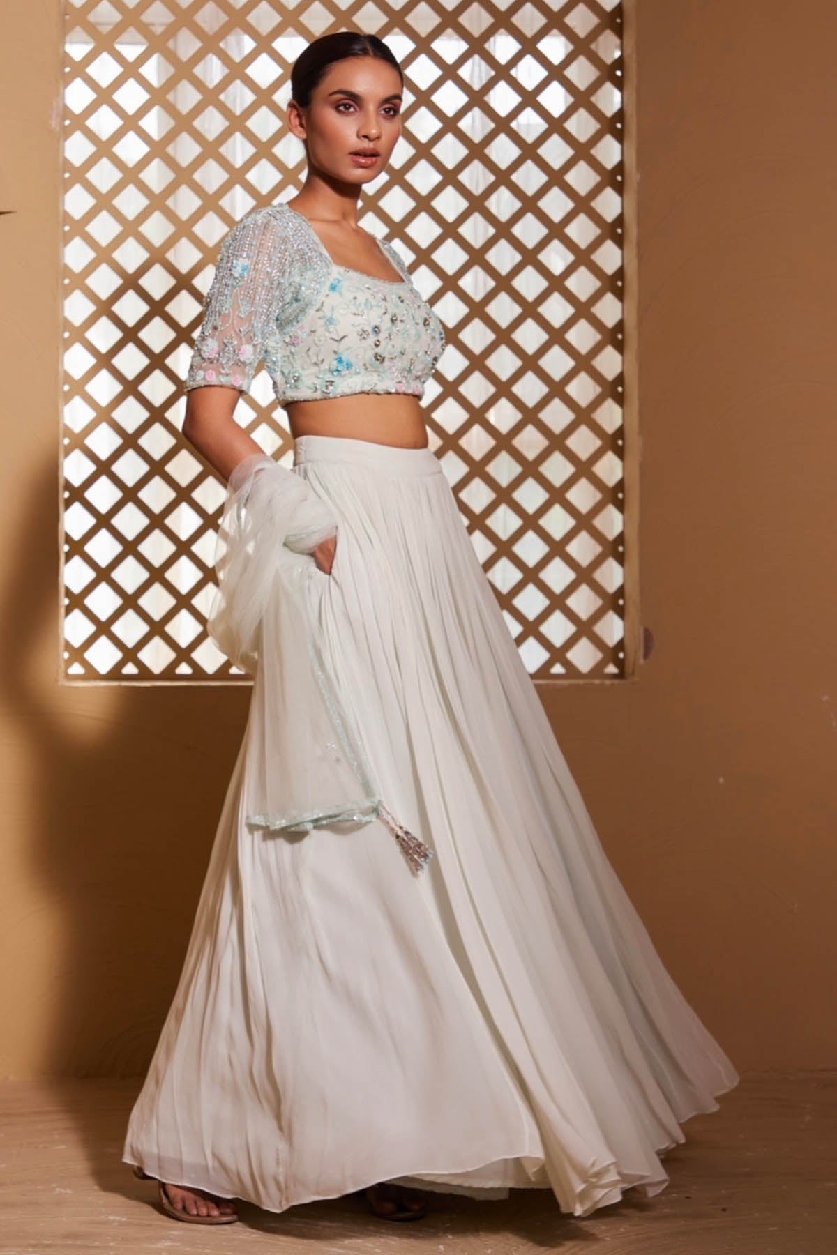 Sea Green Georgette Lehenga Set