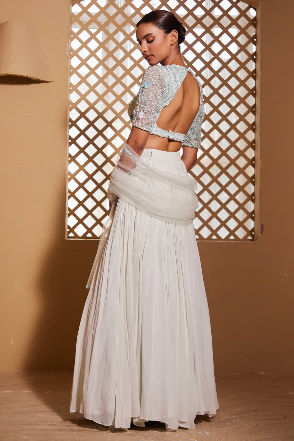 Sea Green Georgette Lehenga Set