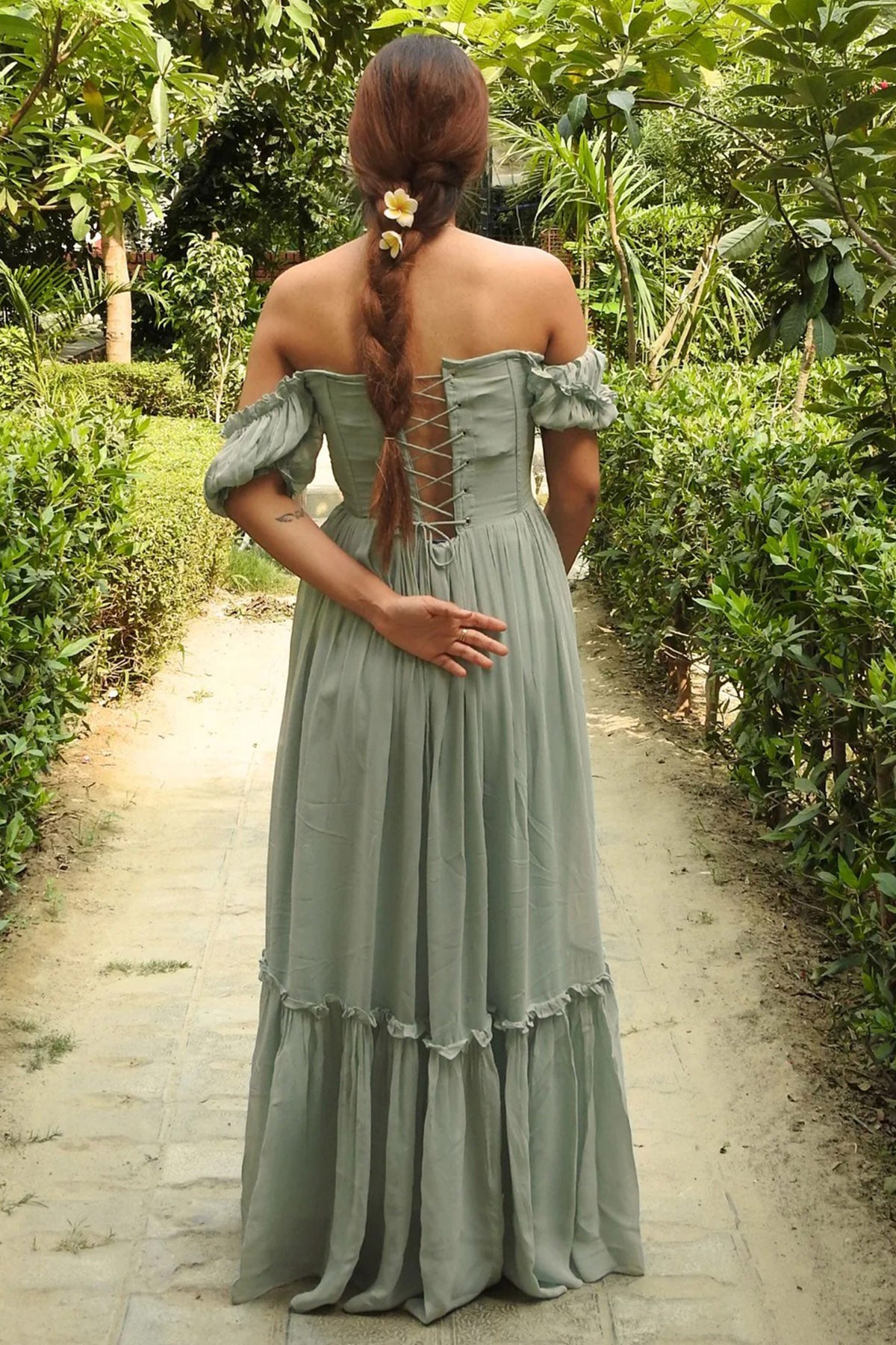 Sea Green Off Shoulder Dress