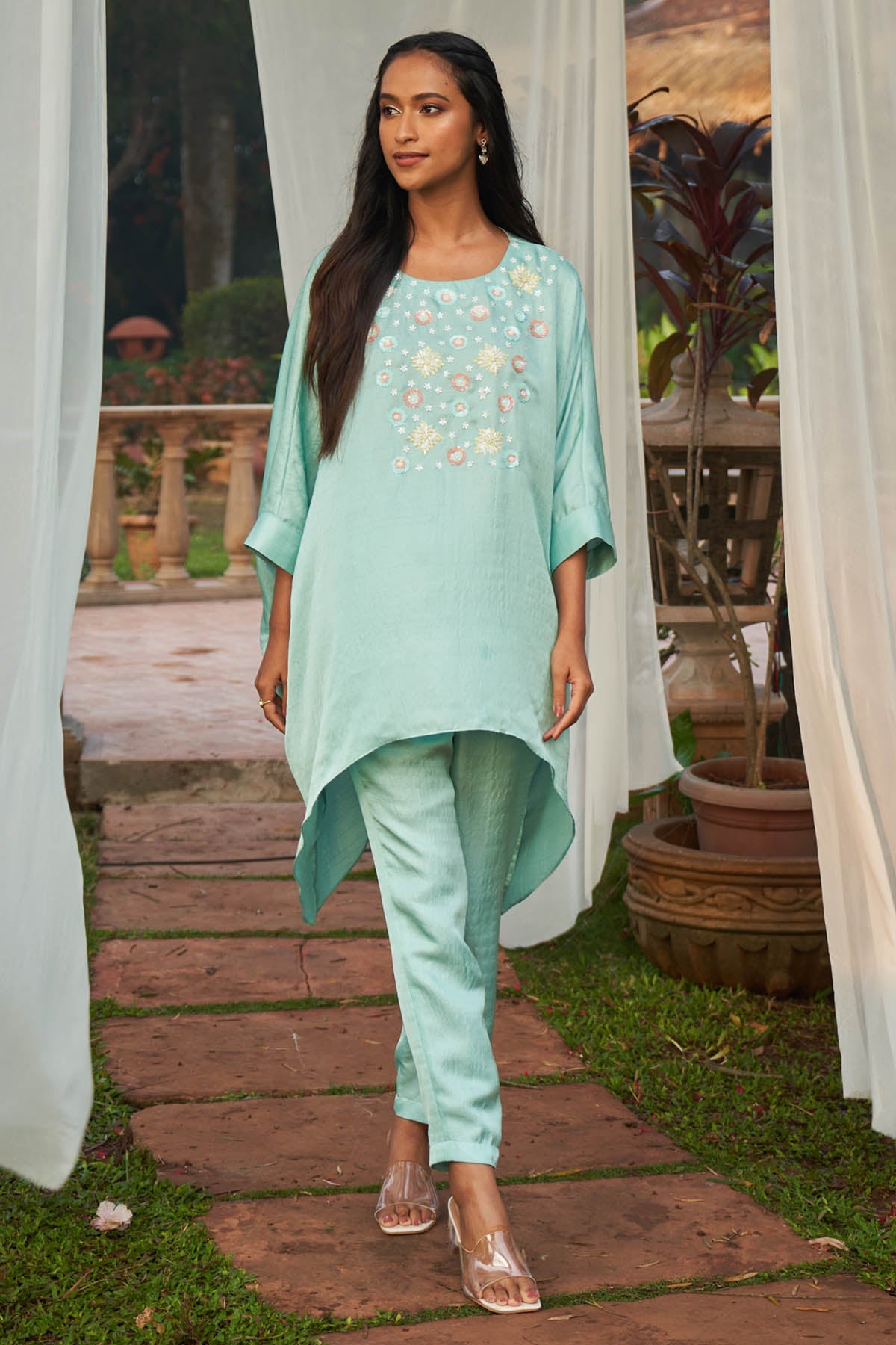 Megha Pitti Sea Green Sequins Co-ord Set for women online at ScrollnShops