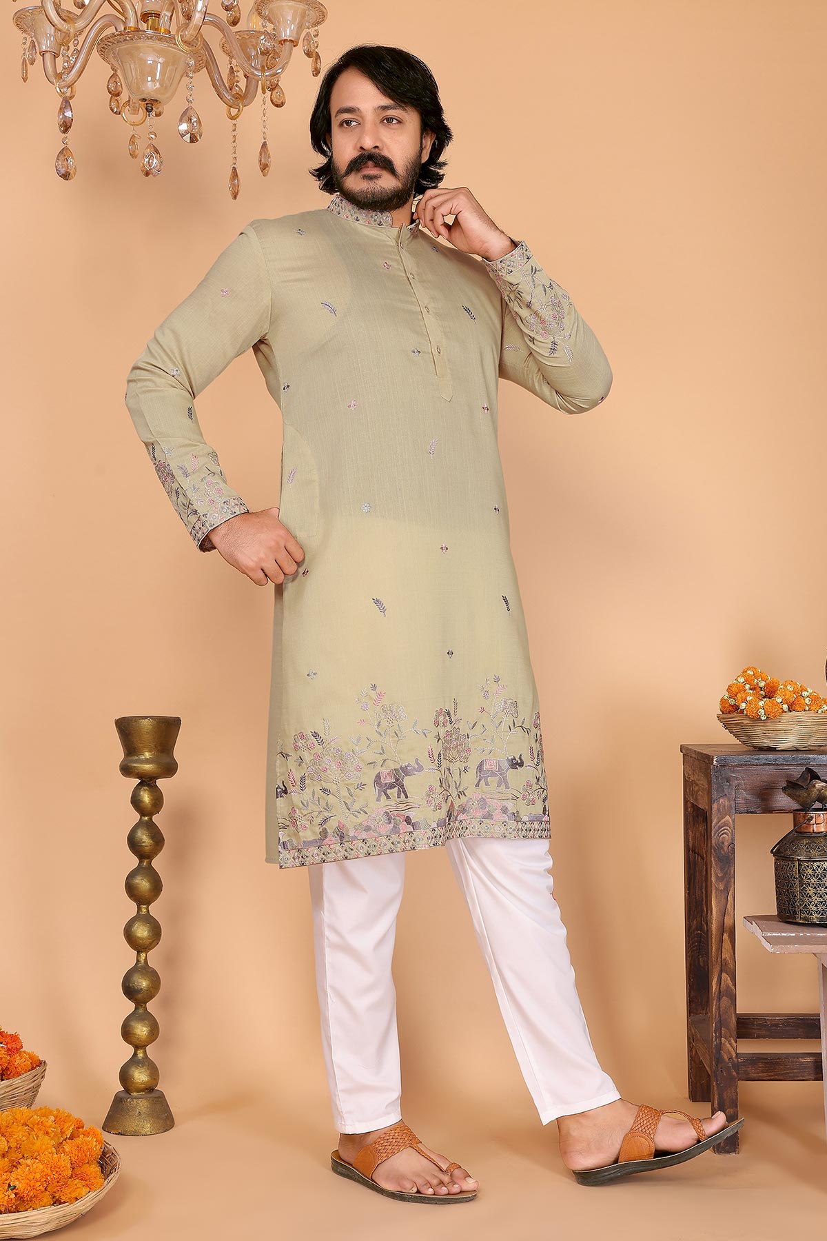 Sea Green Sequins Kurta & Pants