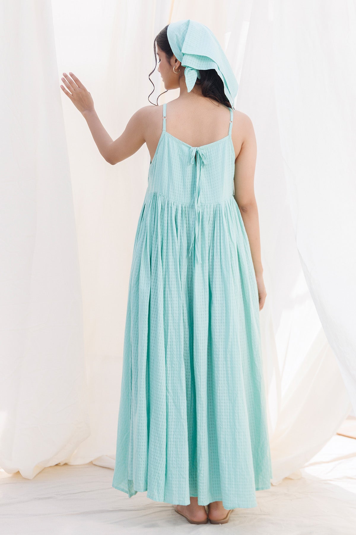 Sea Green Spaghetti Flare Dress