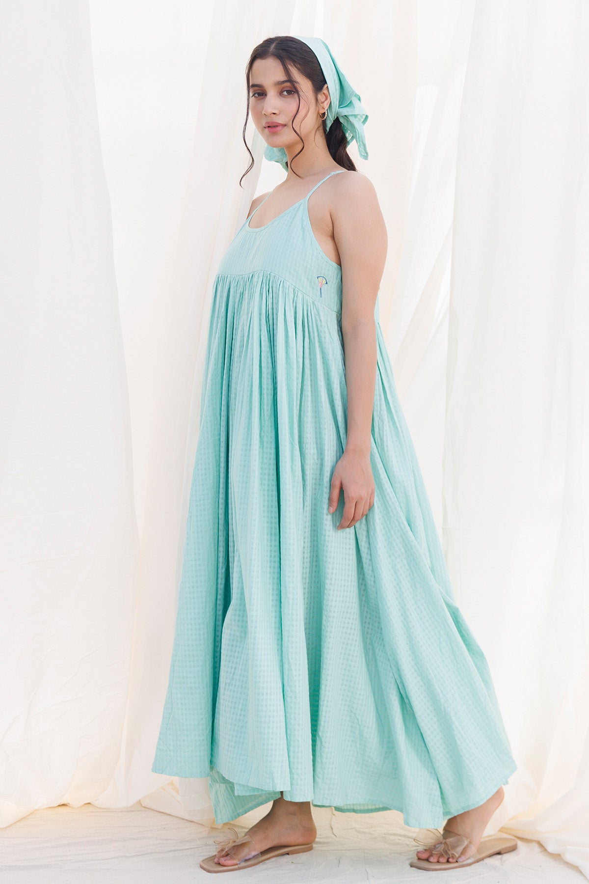 Sea Green Spaghetti Flare Dress