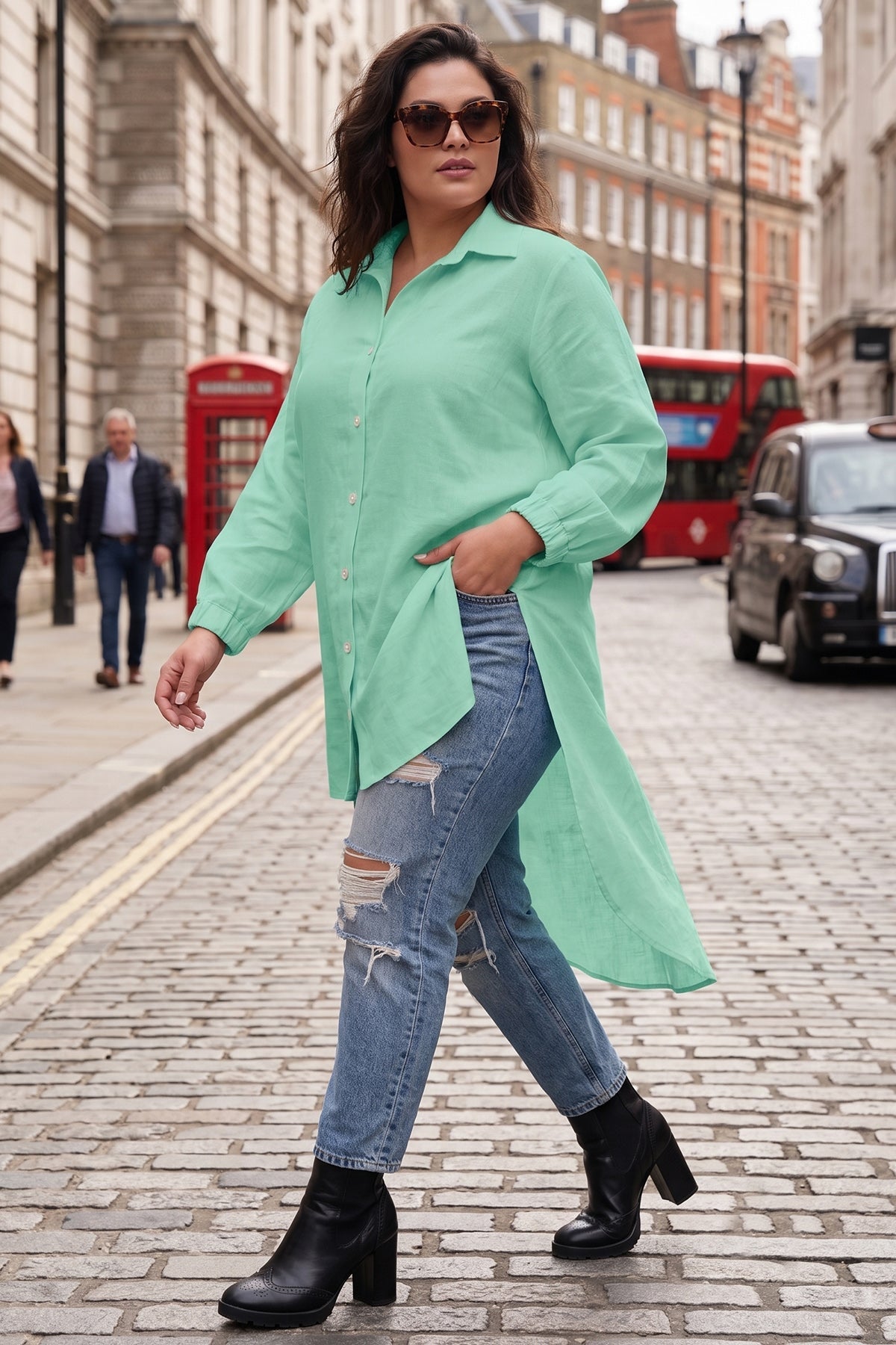 Buy Seafoam Green High Low Shirt for women by Sneha B online available at scrollnshops