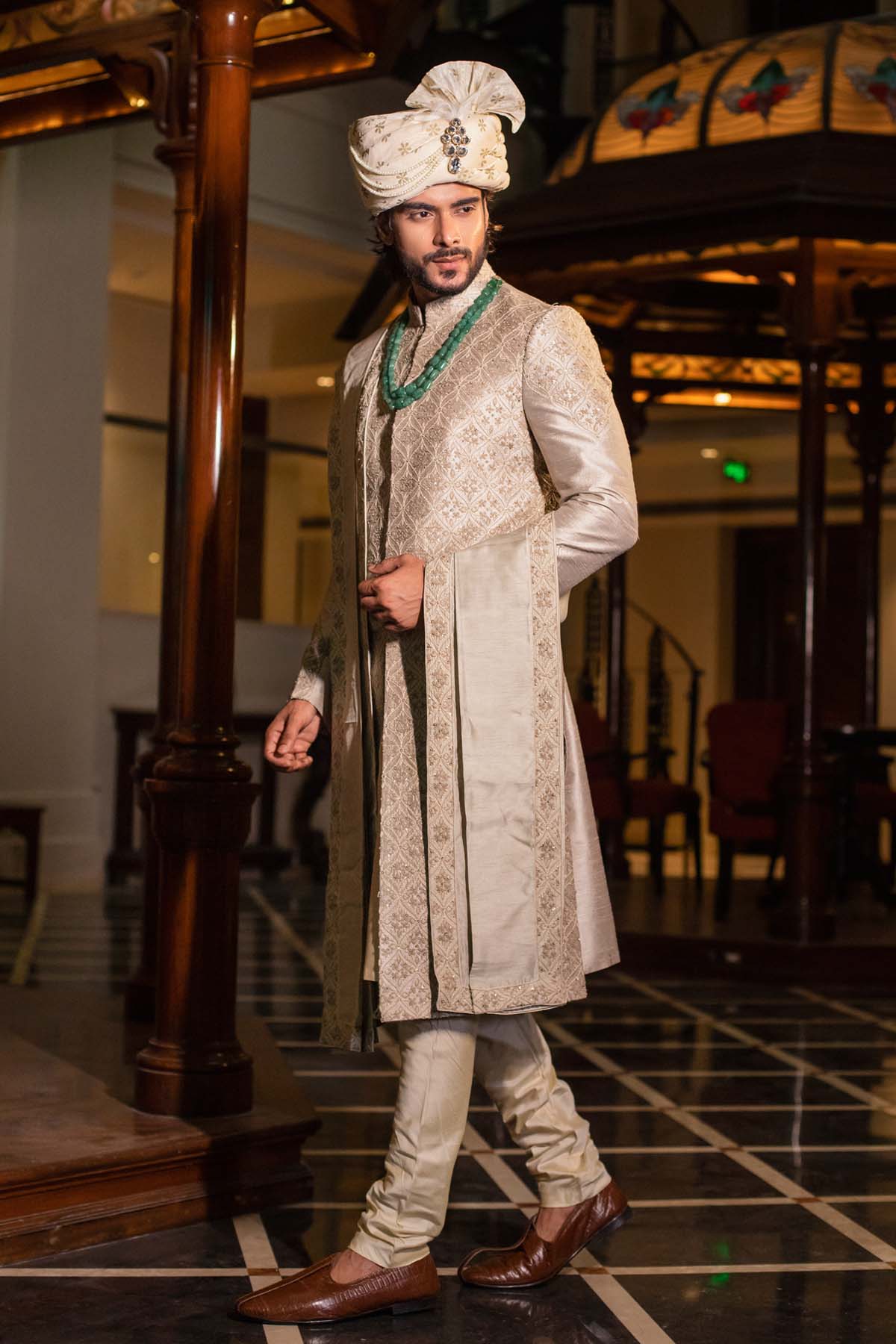 Sequins Highlighted Sherwani Set