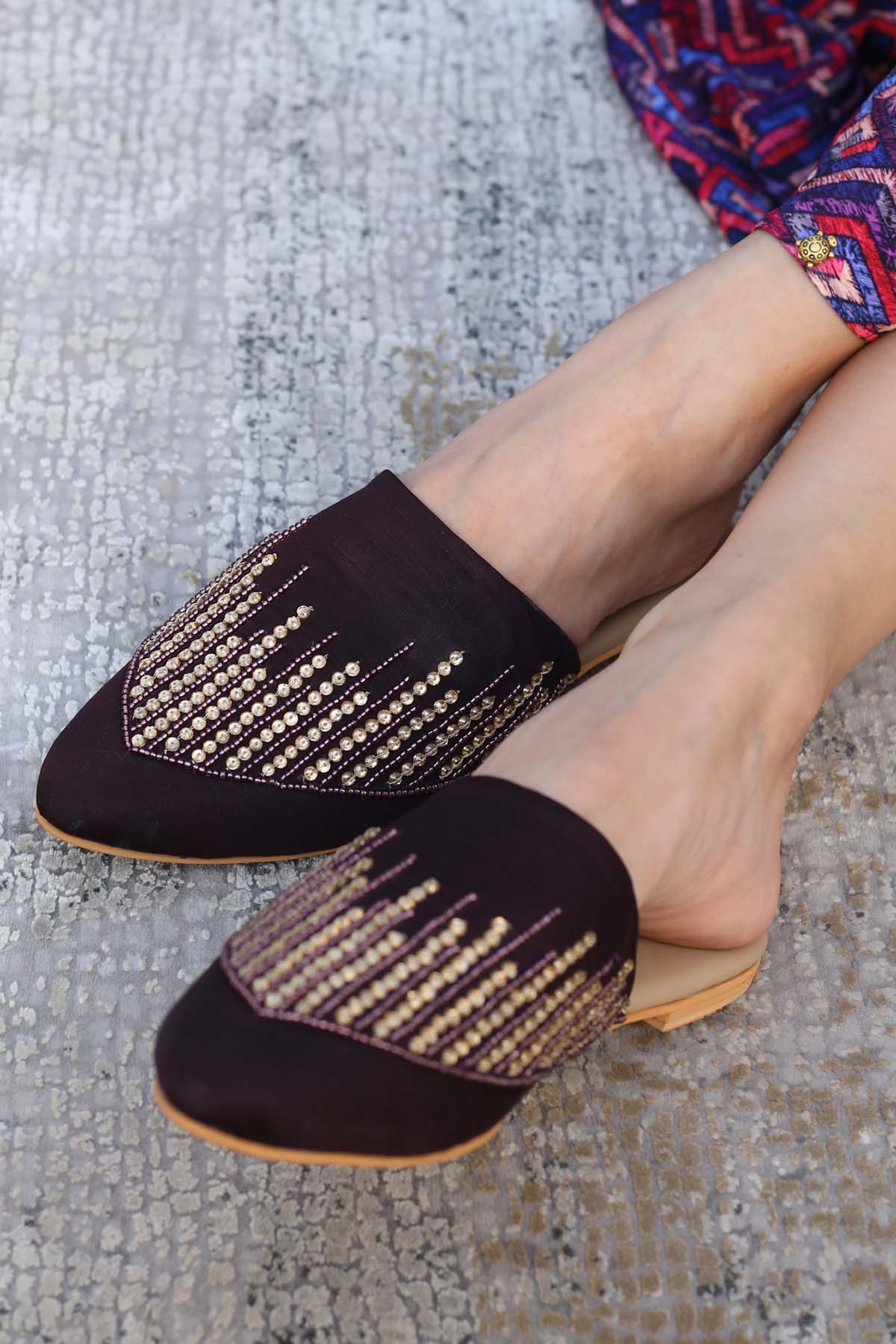 Sequins Embellished Mules
