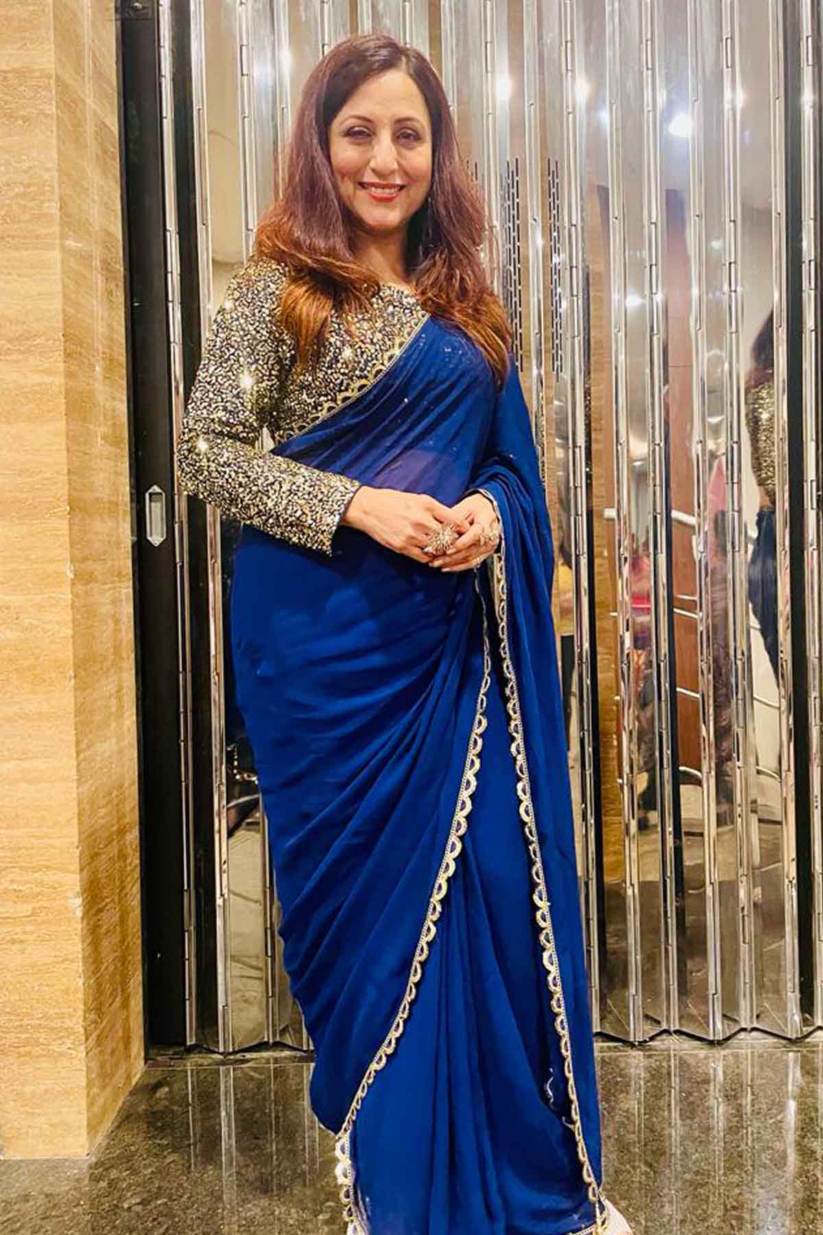 Sequins Embroidered Crepe Saree