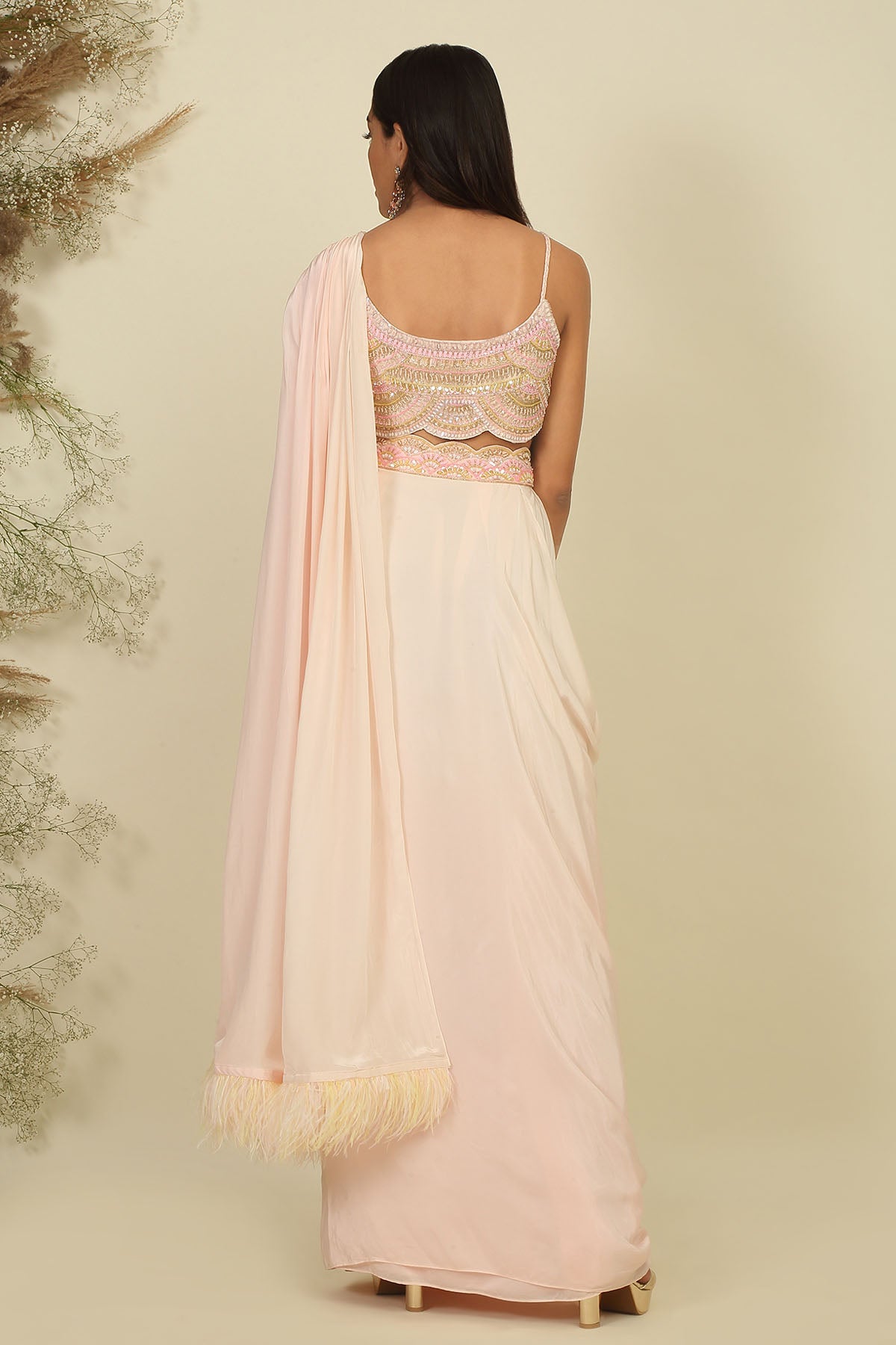 Sequins Embroidered Drape Saree