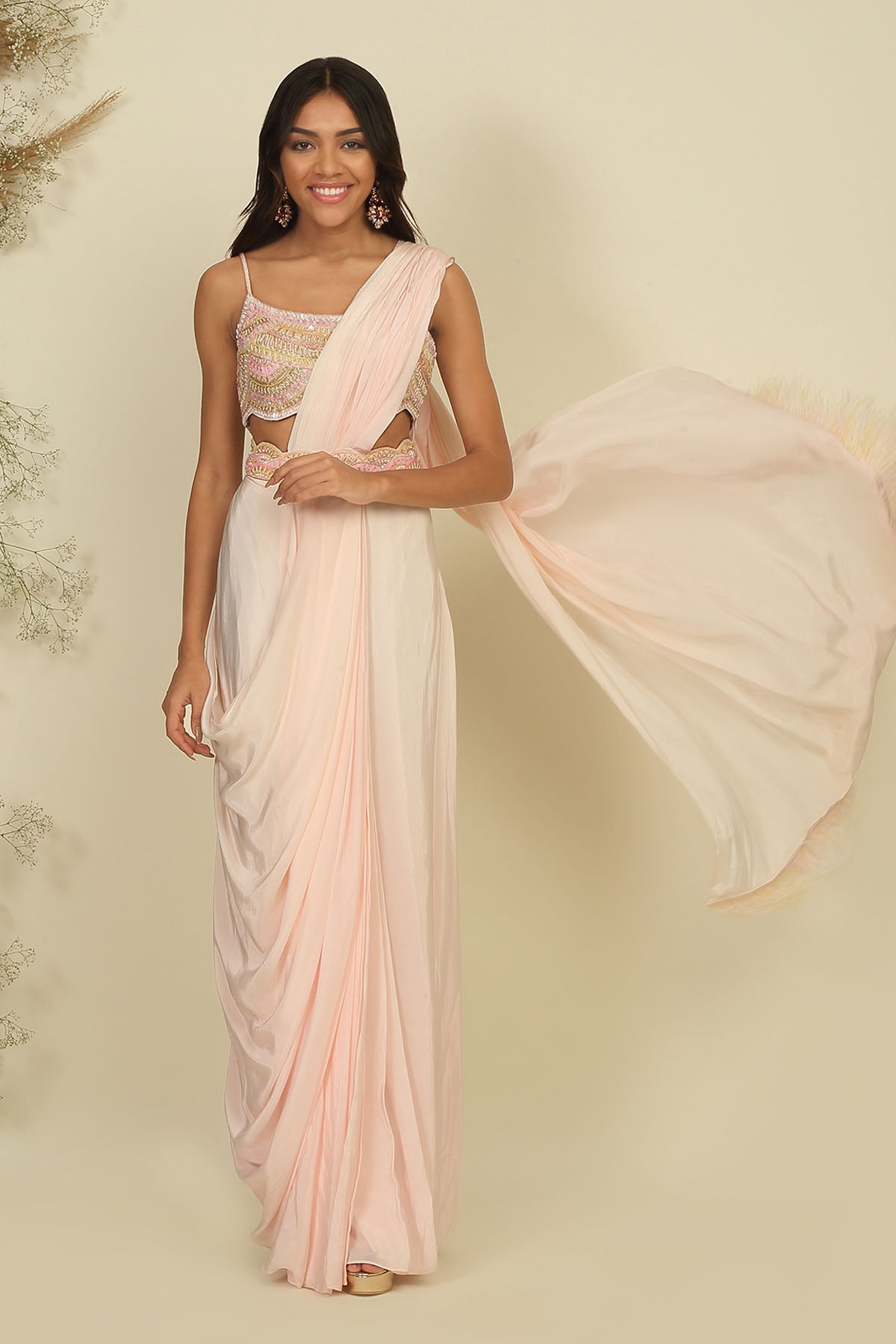 Sequins Embroidered Drape Saree
