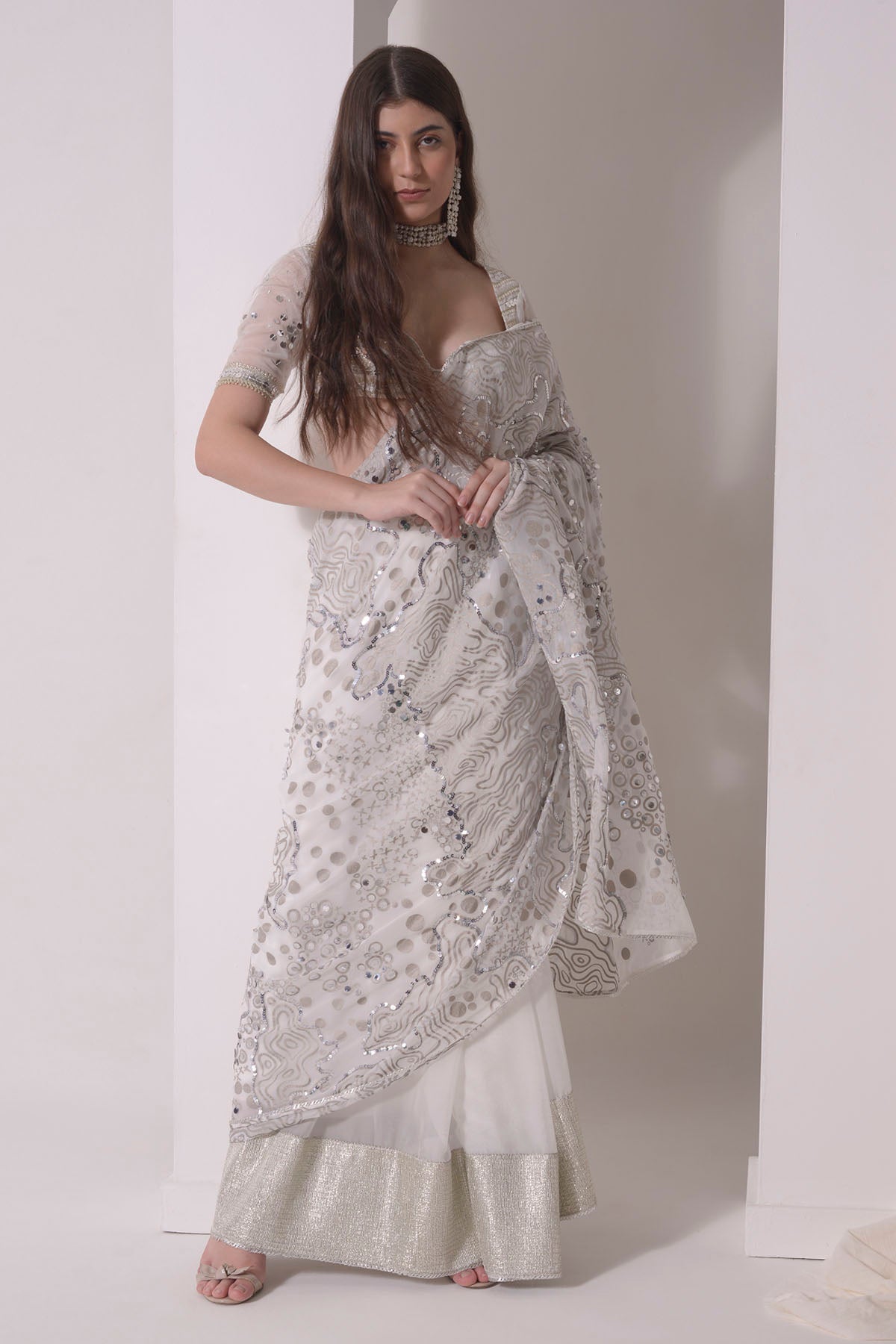 Sequins Embroidered Foil Twinkling Saree