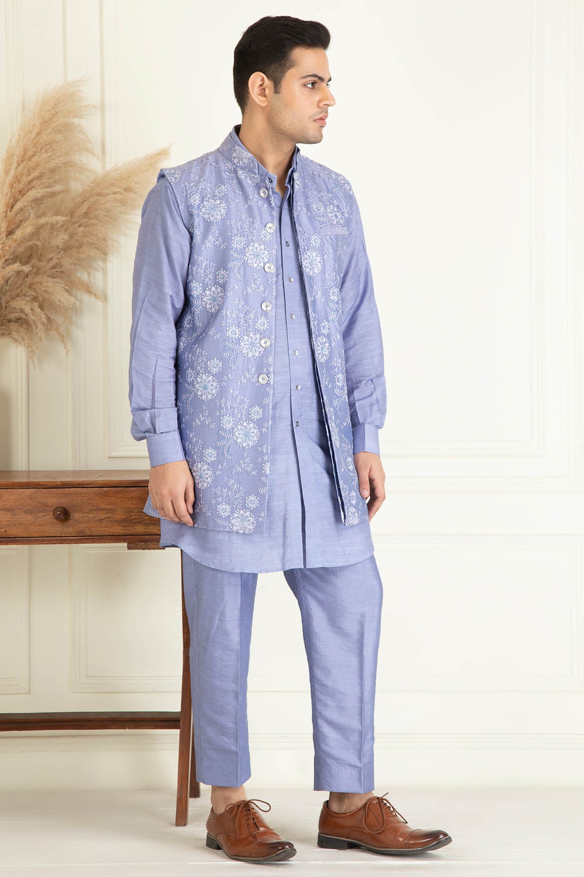 Sequins Embroidered Jacket Set