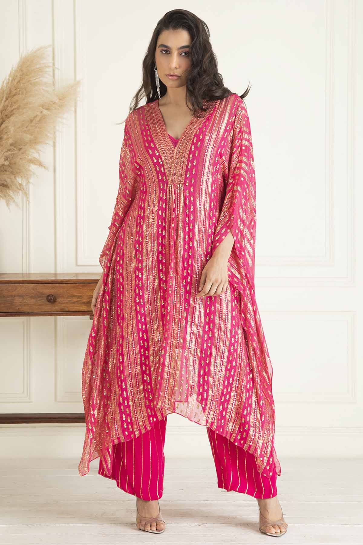 Sequins Embroidered Kaftan Set