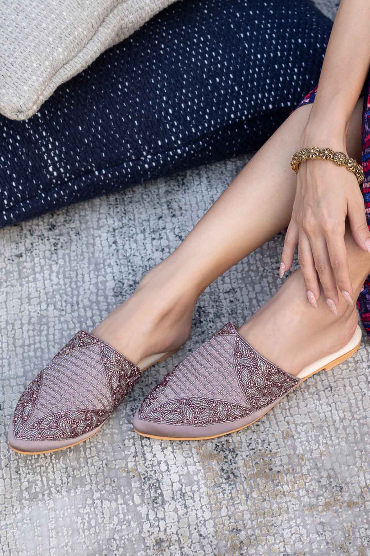 Sequins Embroidered Mules