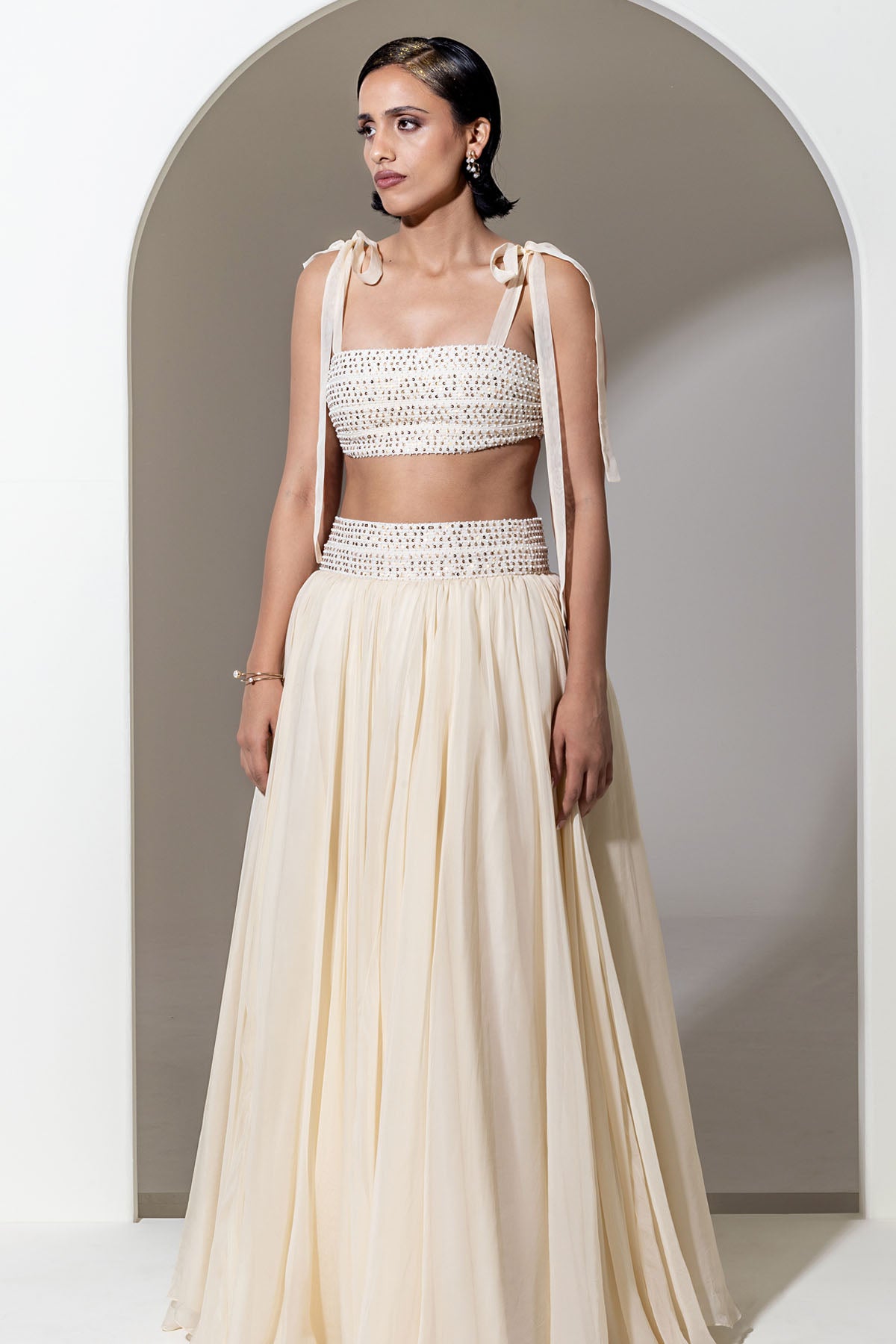 Sequins Ivory Organza Bralette