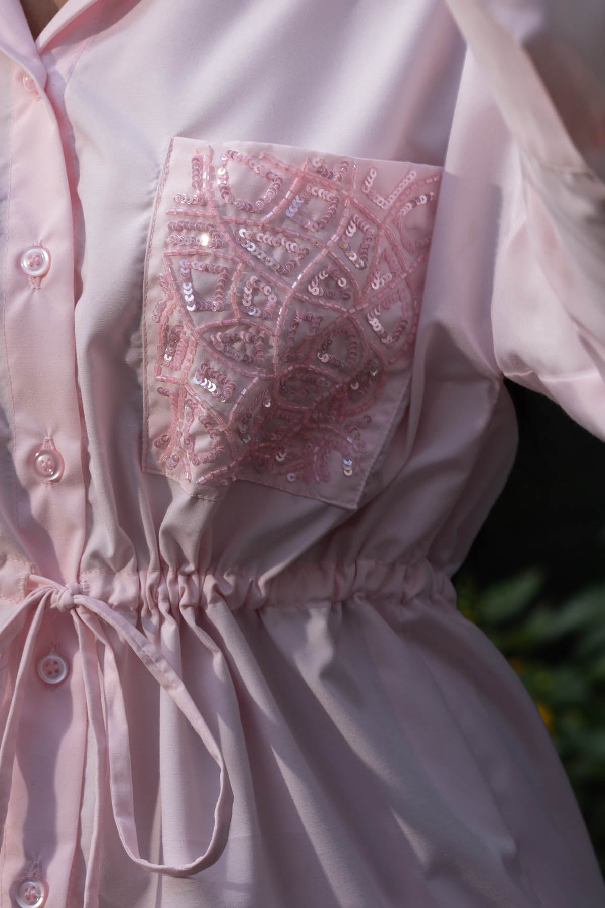 Sequins Pocket Cotton Shirt