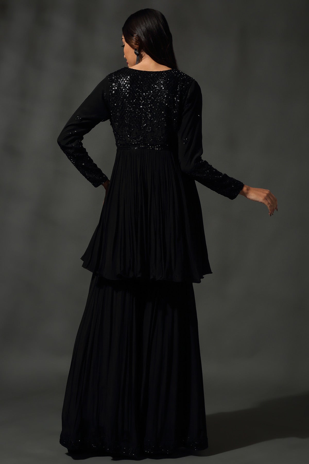 Sequins Sheesha Silk Sharara Set